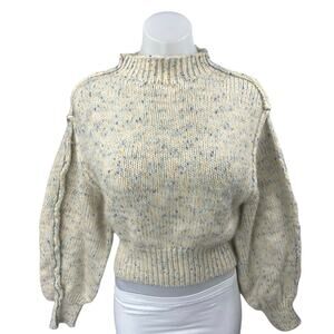 Urban Outfitters Kimchi Blue Elise Beige Balloon Long Sleeve Mock Neck Sweater S